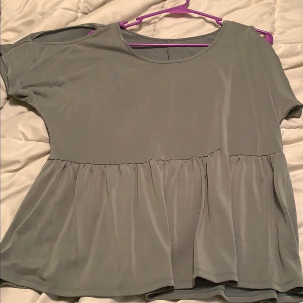 Light olive peplum shirt